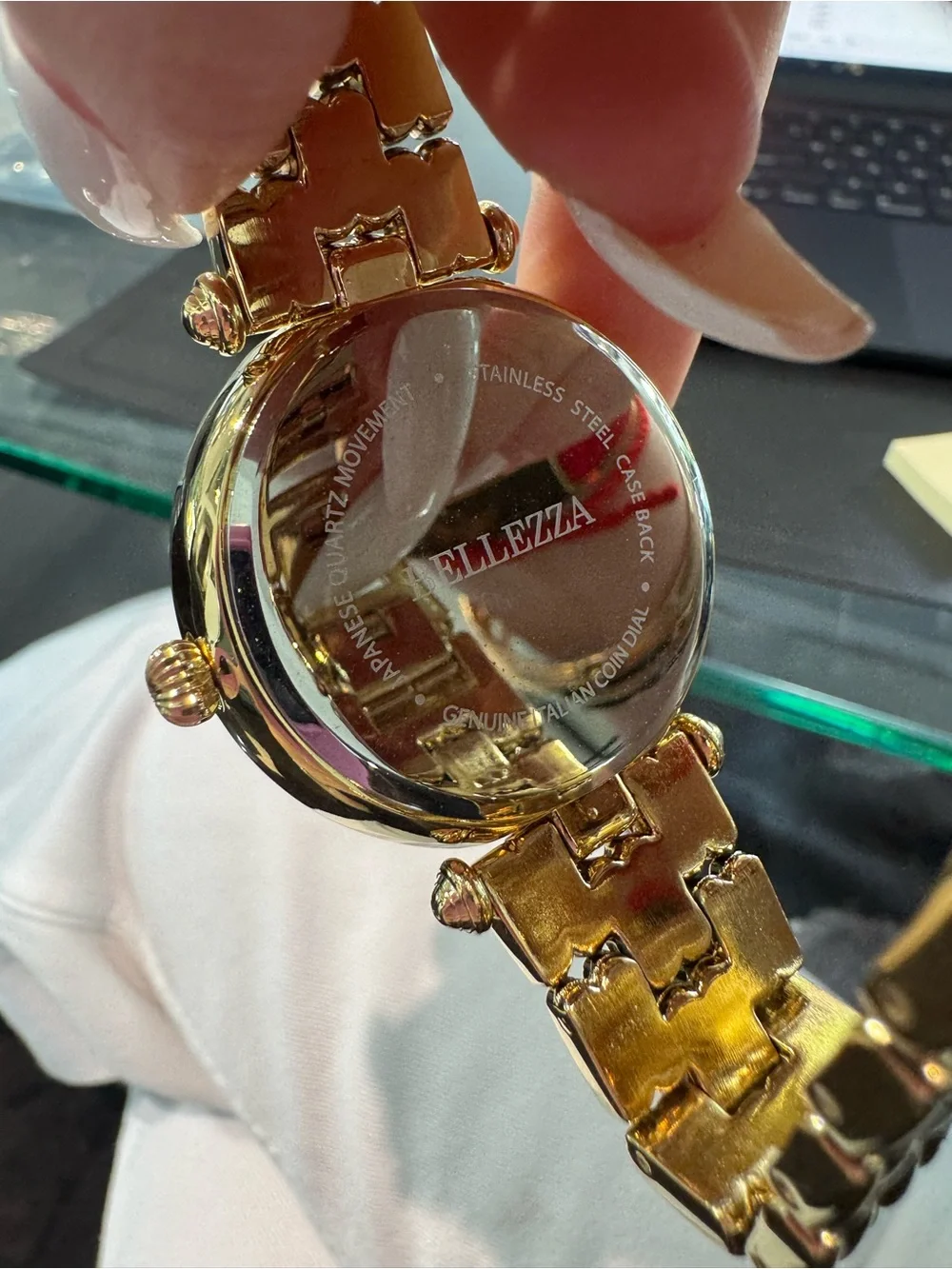 New Bellezza Gold-Tone Italian Lira Coin Analog Dial Dress Watch